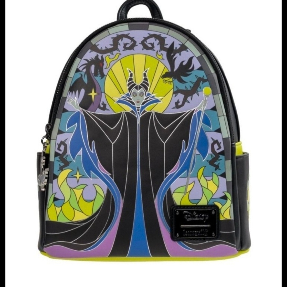 Loungefly Limited Edition Stained Glass Maleficent EE Exclusive Backpack - Picture 2 of 6